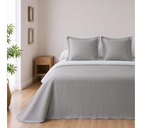 BOHEME | Colcha de Verano Reversible de Microfibra Gris para Cama de 105 | Ligera, Transpirable y de Secado Rápido | 200x270 cm | Ideal para Entretiempo