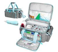 BOHEMIABY Estuche de transporte, práctico organizador de viaje con separadores para accesorios y varios suministros, bolsa de funda, tela Oxford resistente (azul gris)