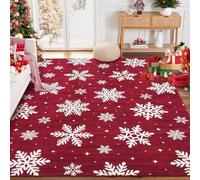boiszeda Alfombra roja de Navidad decoración navideña Alfombra Rectangular | Alfombra de Año Nuevo para la decoración del salón y el dormitorio fácil de limpiar lavable y antideslizante