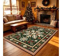 boiszeda Alfombra roja de Navidad decoración navideña Alfombra Rectangular | Alfombra de Año Nuevo para la decoración del salón y el dormitorio fácil de limpiar lavable y antideslizante