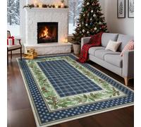 boiszeda Alfombra roja de Navidad decoración navideña Alfombra Rectangular | Alfombra de Año Nuevo para la decoración del salón y el dormitorio fácil de limpiar lavable y antideslizante
