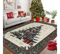 boiszeda Alfombra roja de Navidad decoración navideña Alfombra Rectangular | Alfombra de Año Nuevo para la decoración del salón y el dormitorio fácil de limpiar lavable y antideslizante