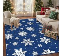 boiszeda Alfombra roja de Navidad decoración navideña Alfombra Rectangular | Alfombra de Año Nuevo para la decoración del salón y el dormitorio fácil de limpiar lavable y antideslizante
