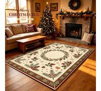 boiszeda Alfombra roja de Navidad decoración navideña Alfombra Rectangular | Alfombra de Año Nuevo para la decoración del salón y el dormitorio fácil de limpiar lavable y antideslizante