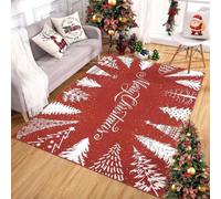 boiszeda Alfombra roja de Navidad decoración navideña Alfombra Rectangular | Alfombra de Año Nuevo para la decoración del salón y el dormitorio fácil de limpiar lavable y antideslizante