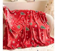 boiszeda Manta navideña para sofá 200x230cm con diseño de árbol Flores y Corona de Jengibre Manta de Franela acogedora para sofás sillones Camas Viajes y acampadas