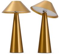 Bojim 2 Piezas Lamparas de Mesita de Noche Mesa Sin Cable, Lámparas Magnetic LED Recargable con USB Inalambrica, Lamps Luz Tactil Table de Bateria, Candeeiro para Exterior Portatil Interior, IP54, Oro