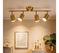 Bojim Lampara LED Interior Cocina Techo con 4 10W Focos Orientables Lluminación Precisa Potente, GU10 Light Luz Dorado Barra Plafon Pared para Baño Pasillo Bar Ceiling Lamparas Comedor, Sin Bombilla