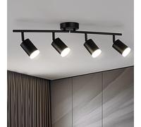 Bojim Lampara LED Interior Cocina Techo con 4 10W Focos Orientables Lluminación Precisa Potente, GU10 Light Luz Negro Barra Plafon Pared para Baño Pasillo Bar Ceiling Lamparas Comedor, Sin Bombilla