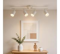 Bojim Lampara LED Interior Cocina Techo con 4 10W Focos Orientables Lluminación Precisa Potente, GU10 Light Luz Blanca Barra Plafon Pared para Baño Pasillo Bar Ceiling Lamparas Comedor, Sin Bombilla