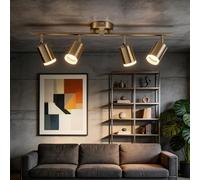 Bojim Lampara LED Interior Cocina Techo con 4 10W Focos Orientables Lluminación Precisa Potente, GU10 Light Luz Níquel Barra Plafon Pared para Baño Pasillo Bar Ceiling Lamparas Comedor, Sin Bombilla