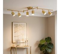 Bojim Lampara LED Interior Cocina Techo con 6 10W Focos Orientables Lluminación Precisa Potente, GU10 Light Luz Dorado Barra Plafon Pared para Baño Pasillo Bar Ceiling Lamparas Comedor, Sin Bombilla