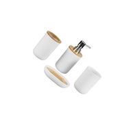 BOKIOESDE Juego completo de accesorios de baño con portacepillos, dispensador de jabón y jabonera, elegantes accesorios para el espacio, tocador de baño