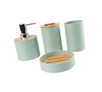 BOKIOESDE Juego de 4 accesorios de baño, regalo inauguración la casa, decoración baño, taza enjuague bucal verde, verde