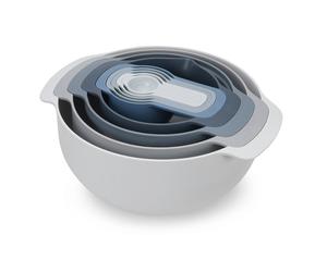 Bol de cocina NEST 40112, juego de 9 piezas con colador y tazas con medida, azul, Joseph Joseph