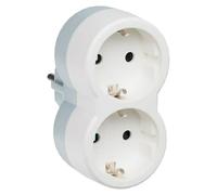 Legrand Adaptador doble 2P+T ladrón de enchufes, 2 tomas frontales blanco/gris claro 694516