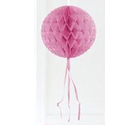 Bola de nido de abeja en rosa, a 30 cm, con las cintas y la línea colgante, para la ducha del bebé, fiesta del chica, cumpleaños, decoración de la habitación