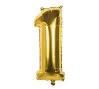 Boland 22021 - Globo foil Número '1' Oro 86 cm, Oro, Globo de Número, Globo, Aire, Cumpleaños, Aniversario, Cumpleaños Infantil, Regalo