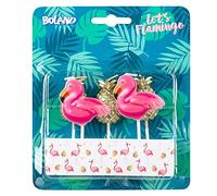 Boland 52564 - Velas de flamenco, piña, 5 unidades, velas de cumpleaños, minivelas, para tartas, pincho de pincel, rosa, dorado, tartas, cumpleaños, guardería, decoración, regalo, fiesta de jardín