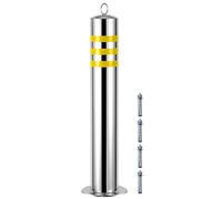Bolardo de seguridad de acero inoxidable de alta resistencia - Poste de seguridad fijo para entrada de vehículos, barrera redonda para estacionamiento con poste reflectante, altura de 650/800 mm