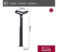 Bolardo luminoso con sensor inteligente Alara de Paulmann, RGBW antracita IP44