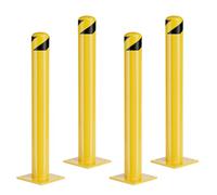 Bolardos de seguridad de pie, barrera de seguridad de acero de 120 cm con base resistente, recubrimiento de polvo amarillo reflectante para zonas sensibles al tráfico, herramientas de instalación