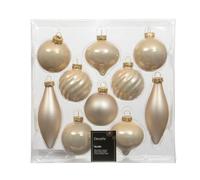 Bolas de Navidad de cristal, 6 cm x 10 unidades, brillantes y mate, con surcos, olivos, perlas