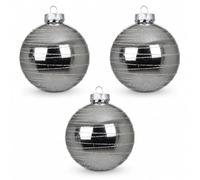 Bolas de Navidad de cristal, 8 cm, con diseño de rayas, juego de 3 unidades | Bolas para árbol de Navidad