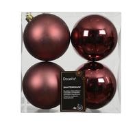 Bolas de Navidad de plástico, 10 cm, 4 unidades, clásicas e irrompibles, para Navidad, color marrón