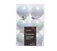 Bolas de Navidad irrompibles, plástico, Blanco, Pack of 12 x 60mm