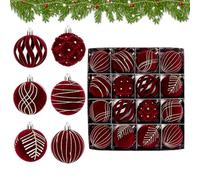 Bolas navideñas 16 piezas flocadas irrompibles decoración navideña | Lote de bolas de Navidad, guirnalda para árbol y decoración de ventana