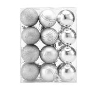 Bolas para árbol de Navidad set de 24 plástico plateadas