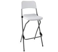 Bolero. 2 Taburetes altos, plegables, portátiles de alta, con asiento de plástico y marco de acero inoxidable, para la cocina.
