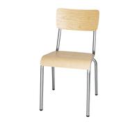 Bolero Cantina - Sillas laterales con asiento y respaldo de madera, marco de acero inoxidable galvanizado, fácil de limpiar y muy duradero, 470 mm, 4 unidades