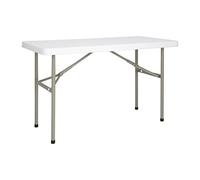 Bolero U543 - Mesa plegable rectangular resistente de 1,2 m (individual), patas de bloqueo con bisagras, marco de acero, fácil instalación, blanca