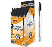 Boli BIC Cristal Bolígrafos, Original, Óptimo para material escolar, Azul, Negro, Rojo, Verde, Punta Media (1,0mm), Material Oficina y Papelaria.