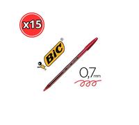 BOLIGRAFO BIC CRISTAL AZUL EXACT PUNTA FINA 0.7mm PACK 15 UNIDADES - BOLIGRAFO PUNTA FINA - BOLIGRAFO PARA ESTUDIANTES Red