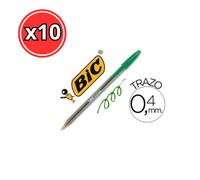 BOLIGRAFO BIC CRISTAL AZUL ORIGINAL - COLORES Y PACKS SURTIDOS - BOLIGRAFO CLASICO BIC - ESENCIAL DE ESCRITURA GREEN 10 UND