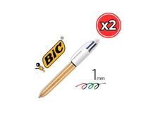 BOLIGRAFO BIC SHINE 4 COLORES - BRILLANTES Y ELEGANTES - PACK DE 2 UNIDADES Frozen gold