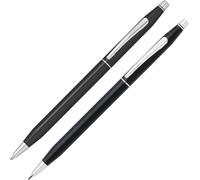Bolígrafo Cross Classic Century, con cuerpo de grafito, tamaño M, recargable. Incluye estuche de regalo, acabado negro cromado