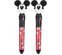 Bolígrafo Multicolor Disney Mickey - Boligrafo retráctil divertido : Para niños Infantil 10 colores en 1 │ Accesorios de papeleria Bonitos : Regalo cumpleaños (Paquete de 2)