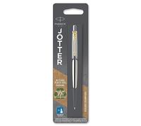 Bolígrafo Parker Jotter | Acero inoxidable con detalle dorado | Punta mediana Tinta azul