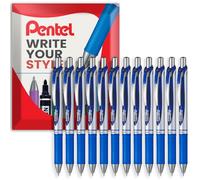 Bolígrafo retráctil de tinta de gel líquida EnerGel XM BL77 de Pentel; 0,7 mm, 54 % reciclado (en paquete de almohada, color azul, paquete de 12 unidades)