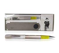 Bolígrafo Roller Inoxcrom Be Mine cuerpo lacado mate en tono bronce con Grip en amarillo