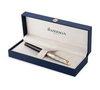 Bolígrafo roller Waterman Hémisphèreen metal y lacado negro con adorno doradocapuchón cinceladopunta fina