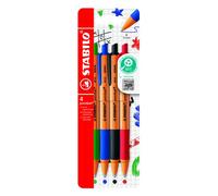 STABILO - bolígrafo retráctil - pointball | pack de 4, azul, negro, rojo, verde