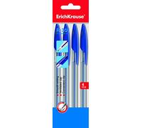 Bolígrafo y Roller marca ERICHKRAUSE modelo Erichkrause Pack de 4 Boligrafos R-301 Classic Stick 1.0 - Cuerpo Transparente Hexagonal - Punta de 1.0mm - Tinta de Secado Rapido - Color Azul