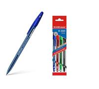 Bolígrafo y Roller marca ERICHKRAUSE modelo Erichkrause Pack de 4 Boligrafos R-301 Original Stick 07 - Punta de 07mm - Tinta de Secado Rapido - Cuerpo Hexagonal con Grip - Color Azul