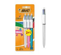 Bolígrafos BIC 4 Colour Shine, 2 unidades + 1 incluido, por colores