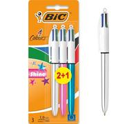 BIC Bolígrafos 4 Colour Shine – 2 unidades + 1 incluido – por colores